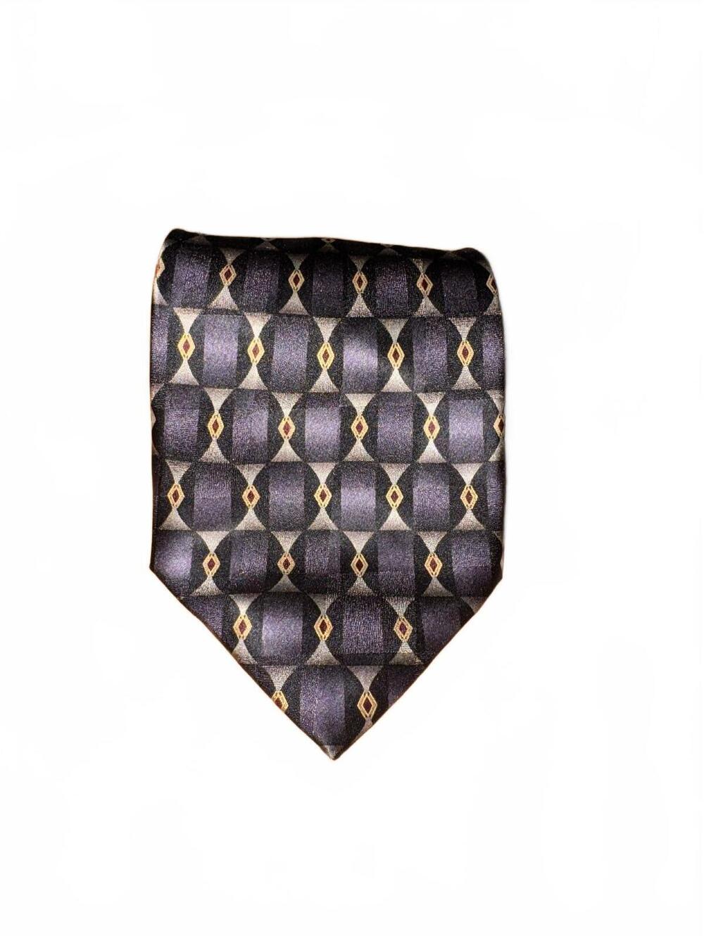 Facets geometric patterned 100% silk tie new with tags